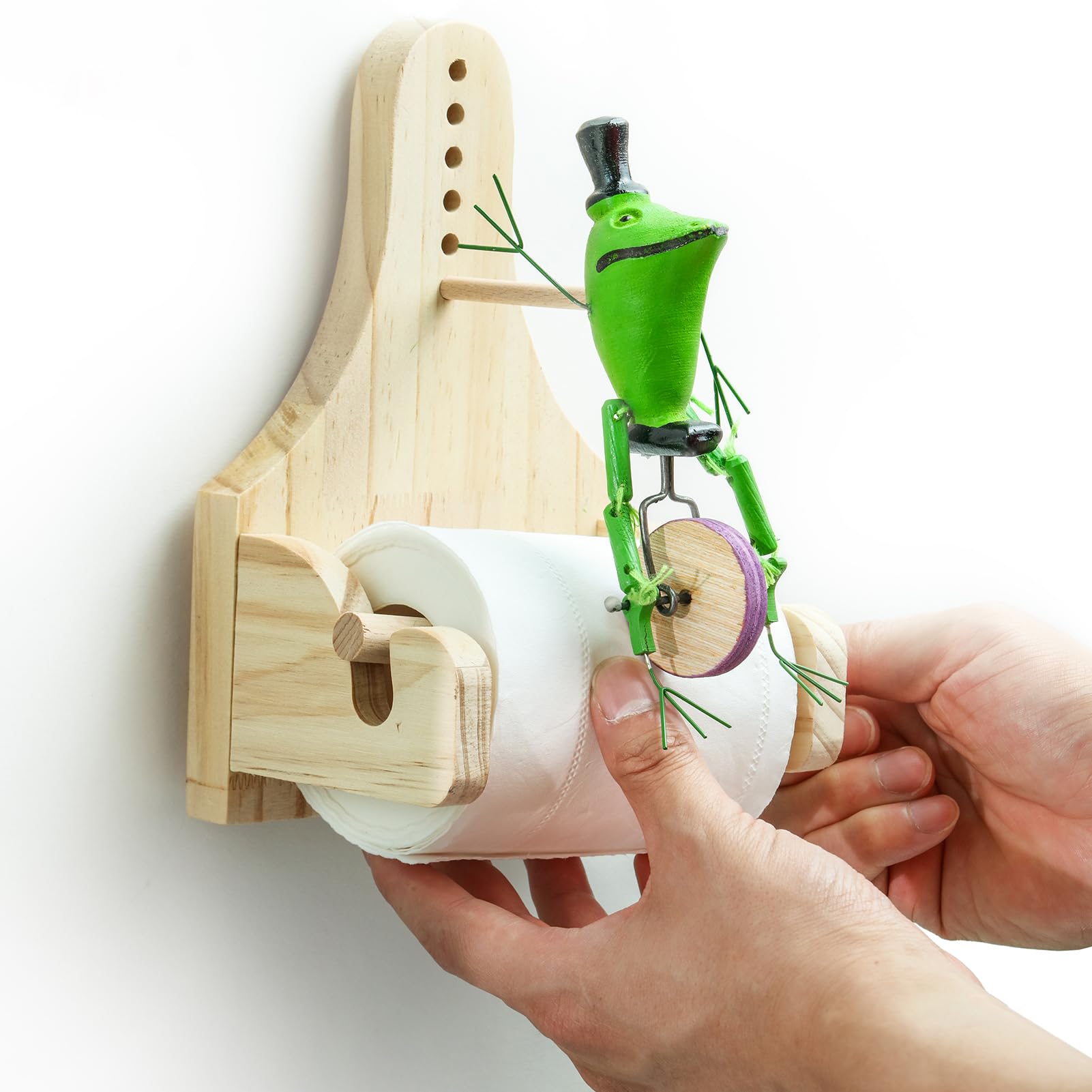 Creative Frog Riding Bicycle Toilet Paper Holder, Gentleman Frog Unicycle Wall Mounted Roll Paper Holder, Funny Bathroom Wall Decor Gifts