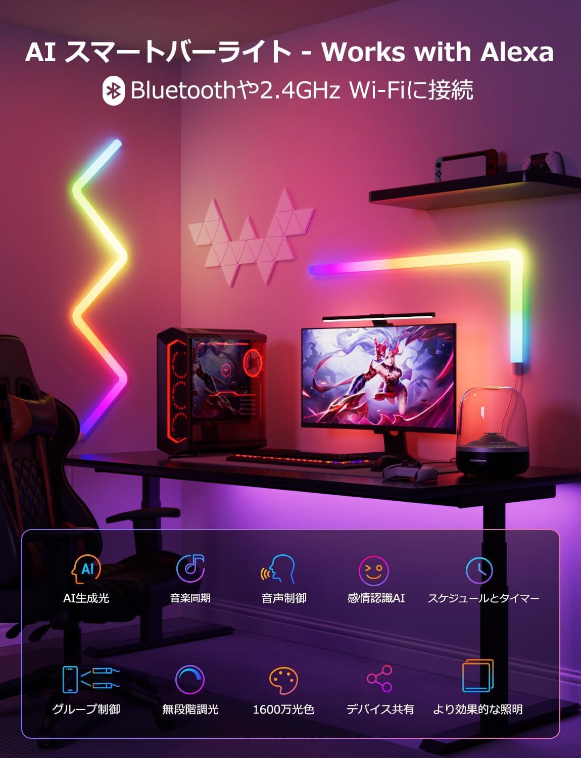 Amazon | Lepro（レプロ） LEDテープライト MagicColor 流れるテープ