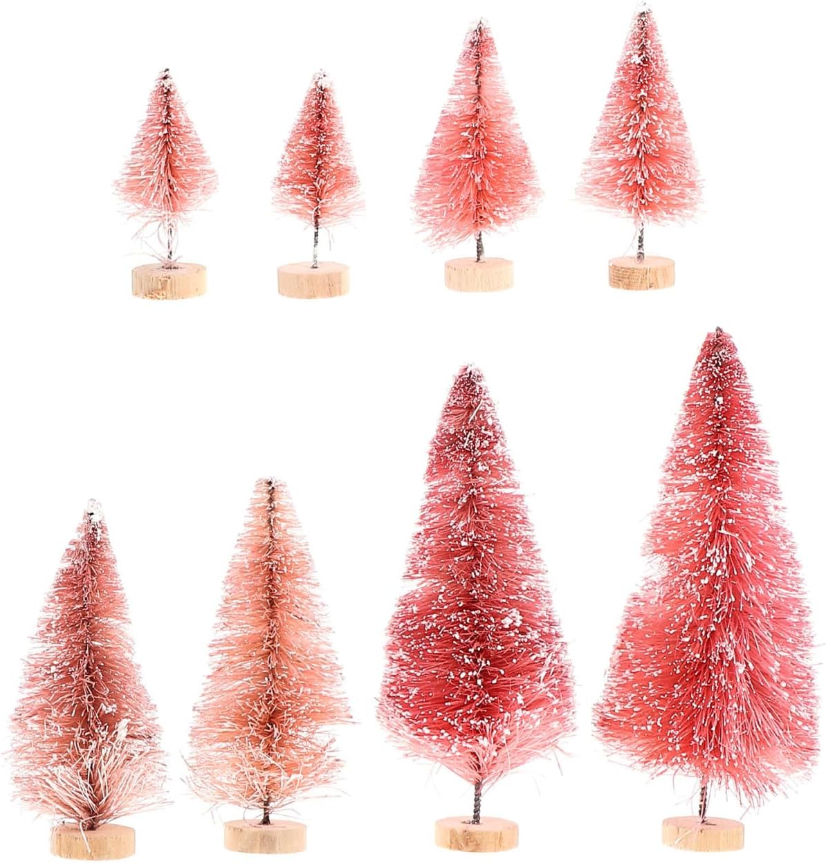 Angoily Mini Christmas Tree, 8Pcs Pink Small Christmas Tree, Artificial Mini Xmas Ornaments with Iron Wire Wooden Base Small Festive Tabletop Decoration Set for Home Office Shelf Holiday Display Angoily Mini Christmas Tree, 8Pcs Pink Small Christmas Tree, Artificial Mini Xmas Ornaments with Iron Wire Wooden Base Small Festive Tabletop Decoration Set for Home Office Shelf Holiday Display