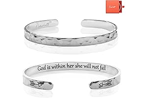 Sparkle Faith Christian Bracelet for Women Engraved Religious Jewelry Inspirational Cuff for...
