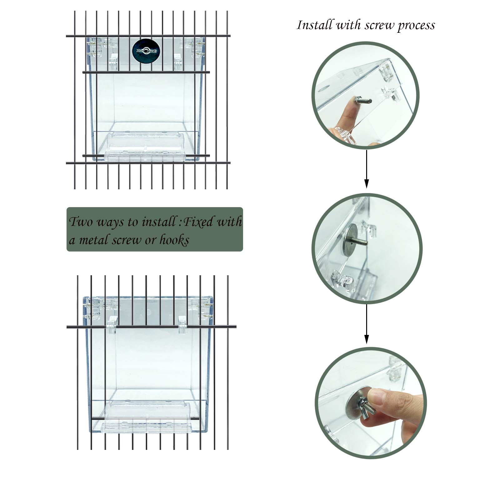 PINVNBY Yellow Acrylic Parrot Bath Box,Bird No-Leakage Bathtub for Cage Hanging Tube Shower Box Cage Accessory with Water Injector and Balls Toys for Small Pet Birds Canary Budgies Lovebirds(6 Pcs) - image 5