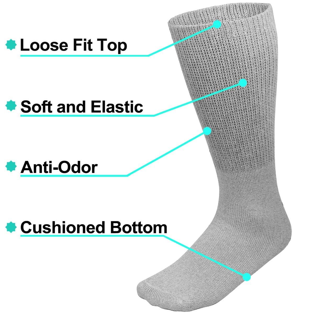 Falari Physicians Approved Diabetic Socks Crew Unisex 3, 6 or 12 Pack