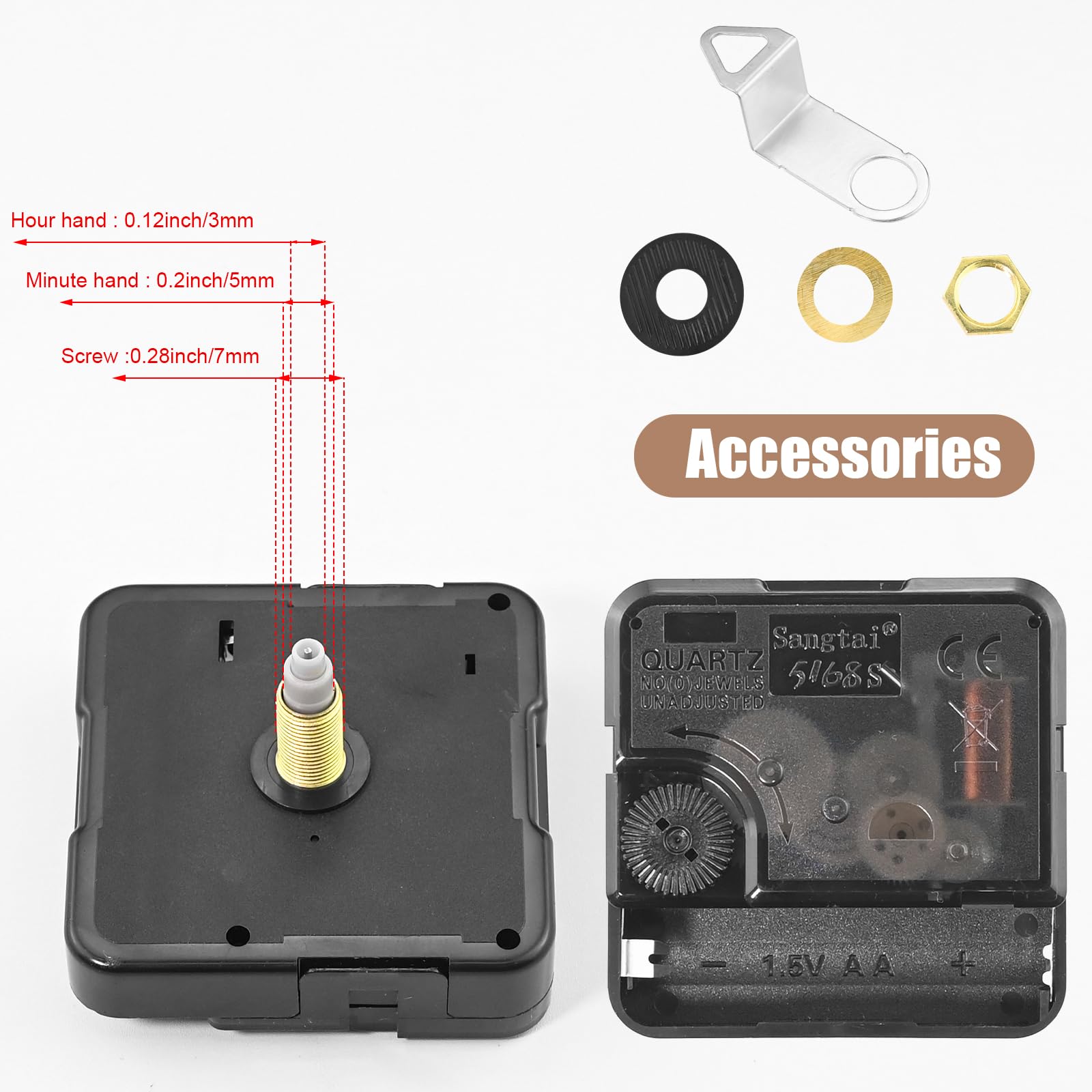 Movimento Silenzioso No Ticchettio Movimento Al Quarzo Silenzioso Per Orologi - Nessun Ticchettio, Lancette Corte, In Alluminio, Piccolo Movimento Per Lancette Corte - Foto 10