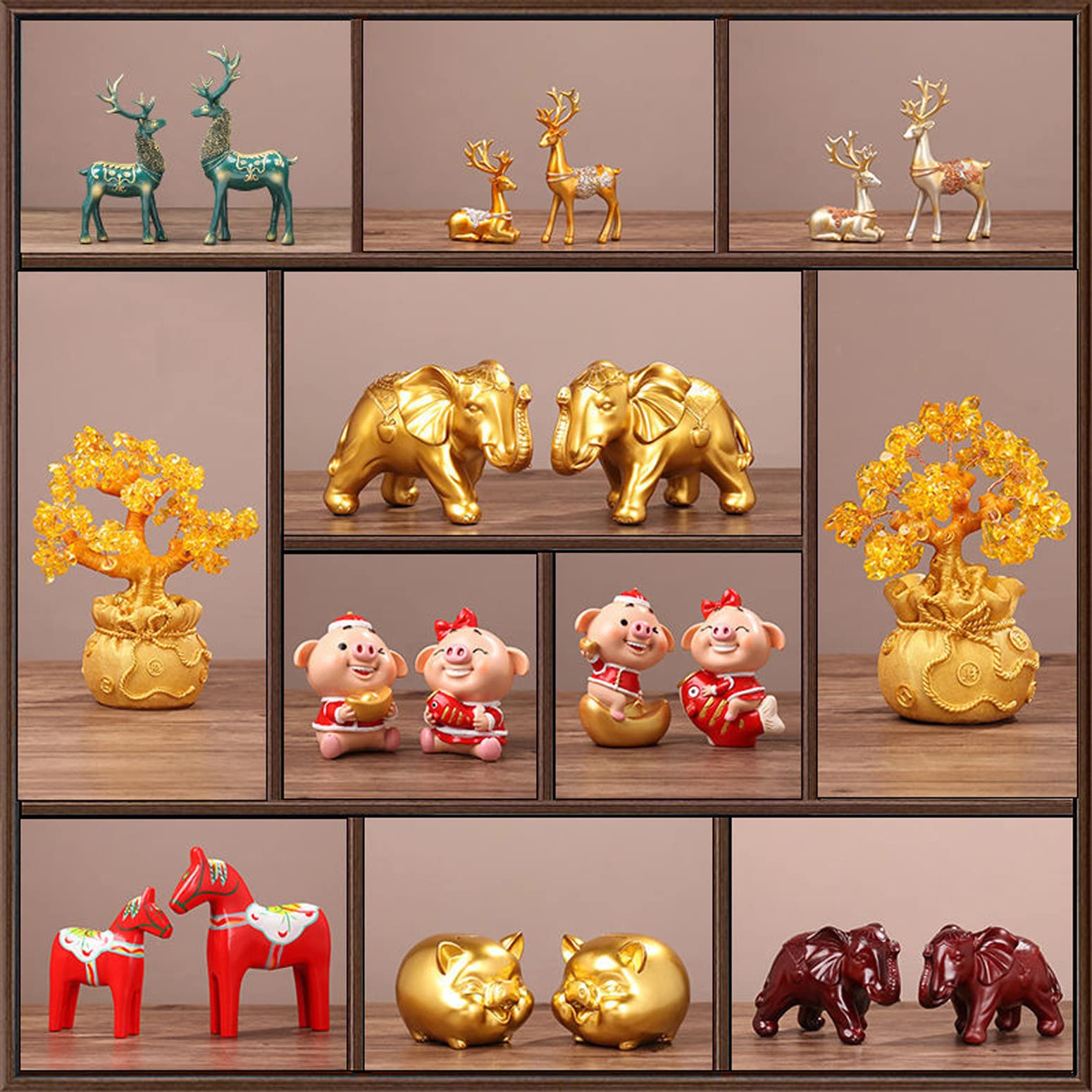 Esculturas Estatuas Elefante Estatua De La Suerte Escultura, Decoración De Elefante, Elefante Esculturas De Animales De La Suerte Resina, Oro, 19 X 12 Cm