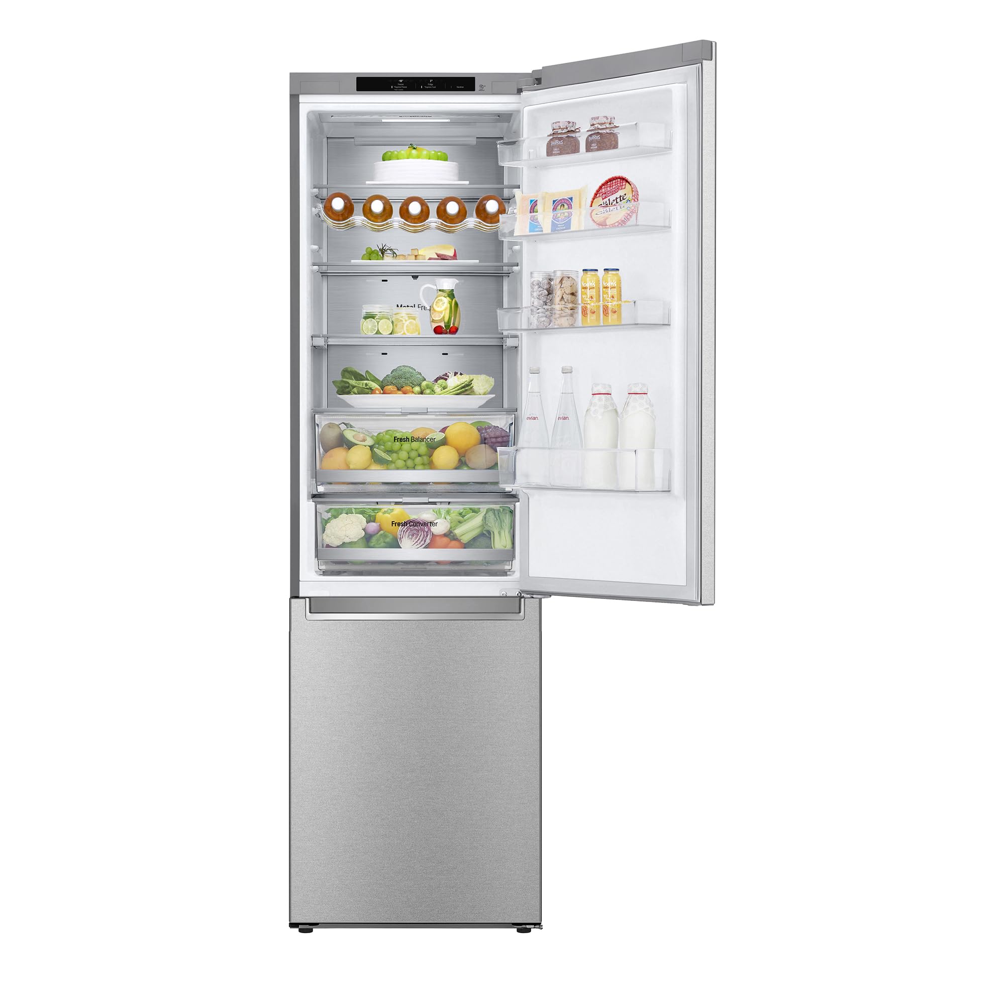 LG GBB92MBB3P, Klasse A-20%, 381 L, Kühl-/ Gefrierkombination mit Innendisplay, Frische Features, DoorCooling+, Variables Ablagefach für XXL-Stauraum, 59,5 x 67,5 x 203 cm ꟷ Metal Sorbet