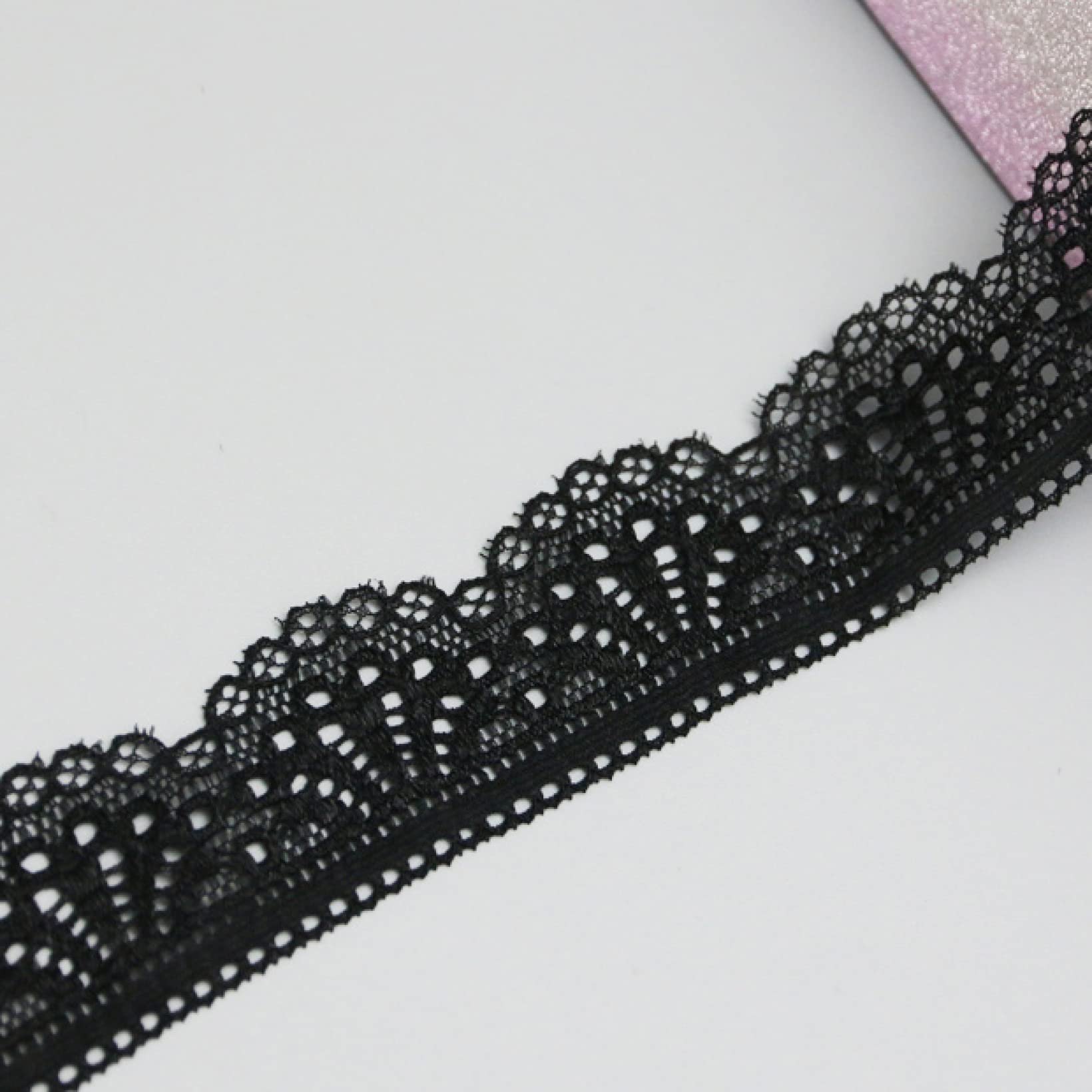 Black Lace Trim Ribbon, 5.46 Yards Stretch Lace Fabric with