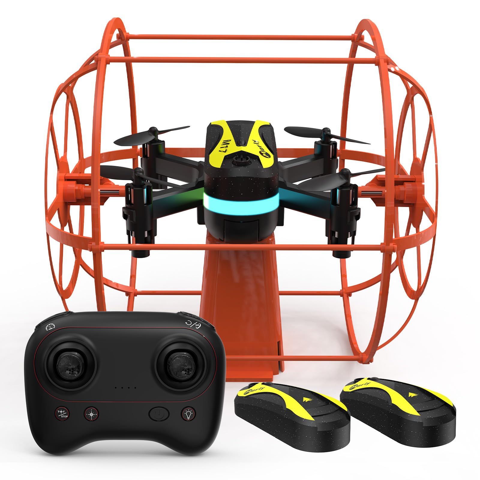M17 Mini Dron Quadricóptero RC con Escudo Protector Modo Dual Tierra Aire Despegue Aterrizaje con Un Botón Modo sin Cabeza 3 Ajustes de Velocidad 2Baterías Recargables Regalos Fácil de volar