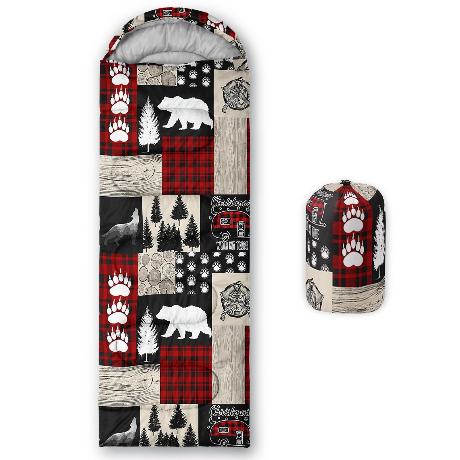 HOSIMA Bär Schlafsack, Schlafsack für kaltes Klima, für Erwachsene, Mädchen und Jungen, wasserdicht, für Herren, warm, Camping, Wandern, Outdoor, Reisen, Jagd, Kompressionssack (Bär2) Sport & Freizeit