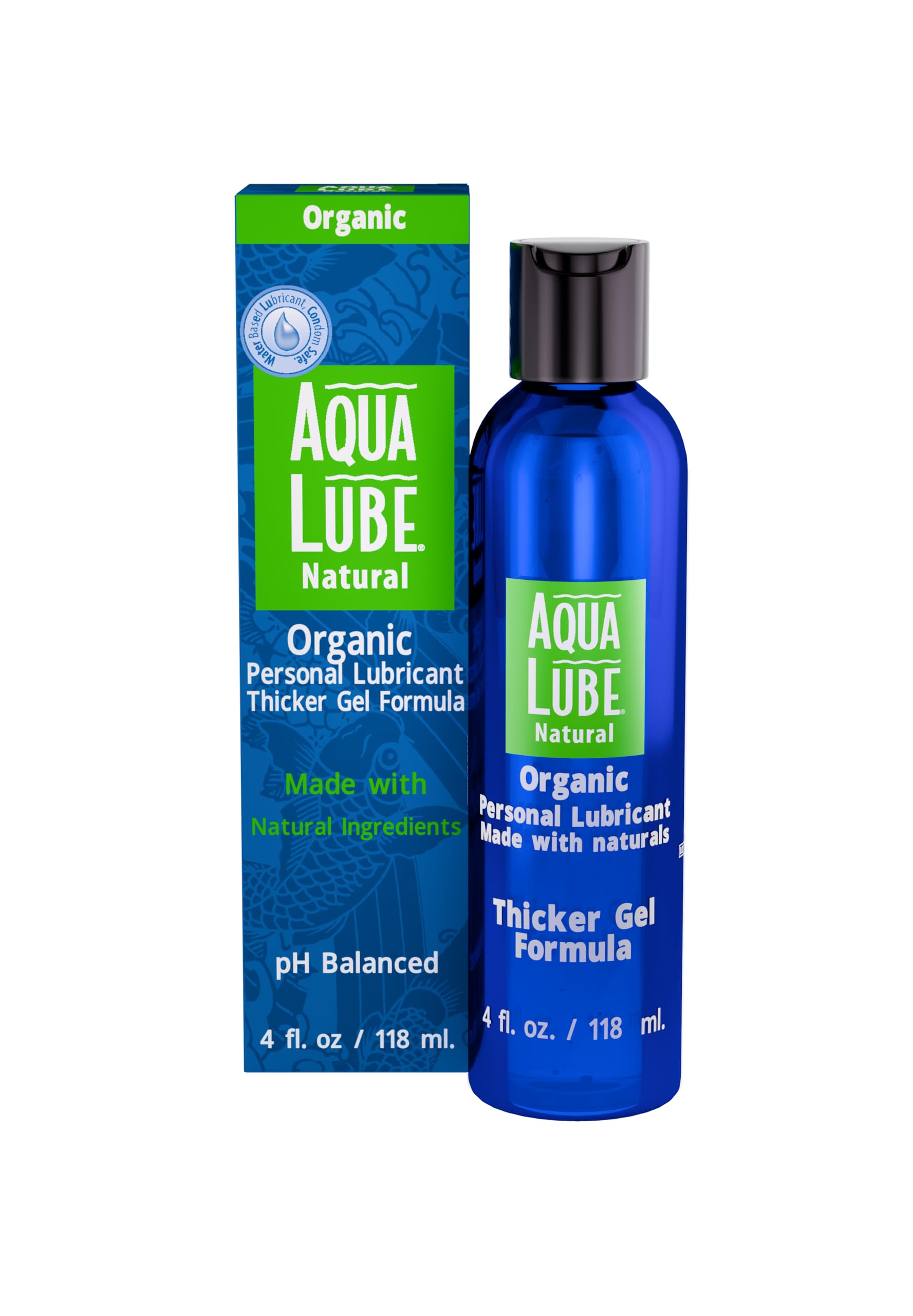 Aqua Lube Natural 4 Fl Oz - Thicker Gel, Personal Lubricant, Water Based Non Sticky Formula, Toy Friendly, Gentle, Long-Lasting, Unscented Lubricant, for Men and Women