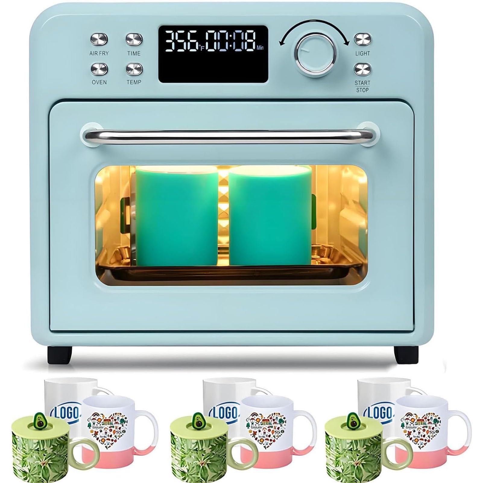 Piekarnik konwekcyjny do sublimacji o mocy 1400 W z wyświetlaczem cyfrowym, do sublimacji półfabrykatów, kubków, filiżanek, butelek na wodę, transferu zbiorczego 30L