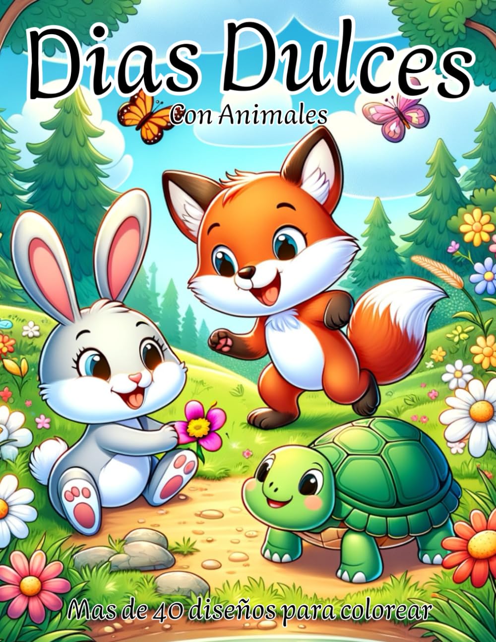 Días Dulces Con Animales: Libro para Colorear para Niños | Más de 40 Dibujos Tiernos y Fáciles de Colorear para Estimular la Creatividad y la Paciencia