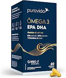 Puravida Suplemento alimentar Ômega 3 EPA DHA 60 cápsulas