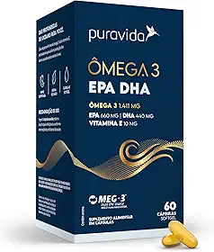 Puravida Suplemento alimentar Ômega 3 EPA DHA 60 cápsulas
