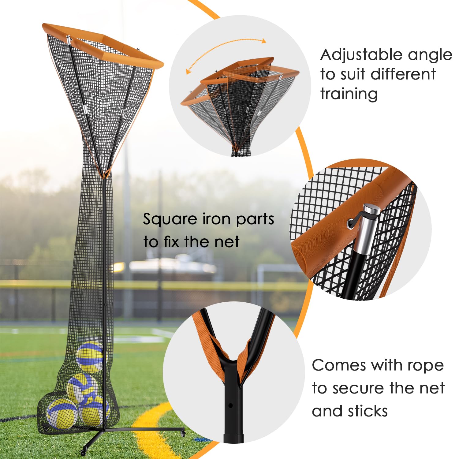 Volleyball Setter Trainer Net - 3'x3', Adjustable Height & Angle, Portable Tr - View #9