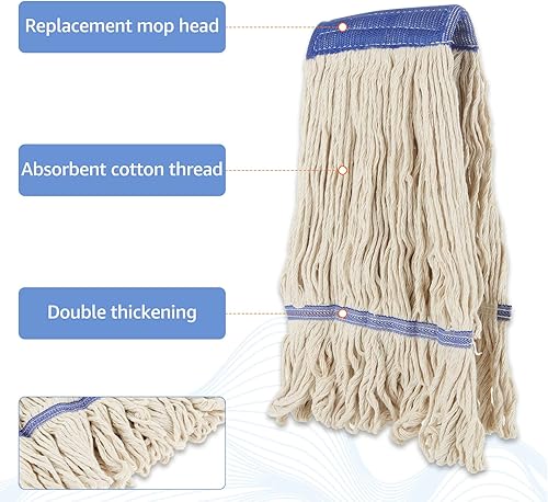 Miniatura 3 de CertBuy Paquete de 6 cabezales de repuesto para trapeador, reemplazo comercial de cabezales de trapeador, repuestos de trapeador de cuerda