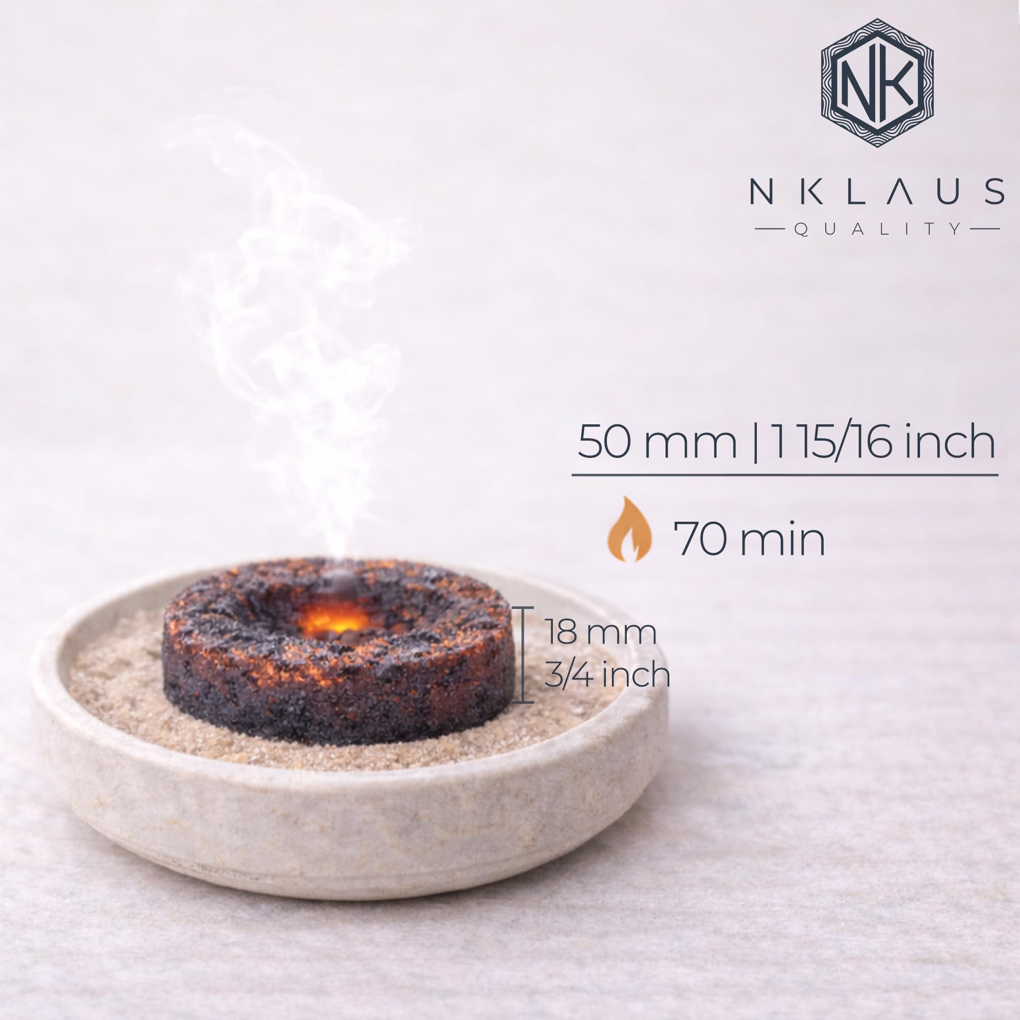 NKlaus 200x Räucherkohle Ø 50mm schnellzündend Holzkohletabletten 20 Rollen Premium Räuchern 40177