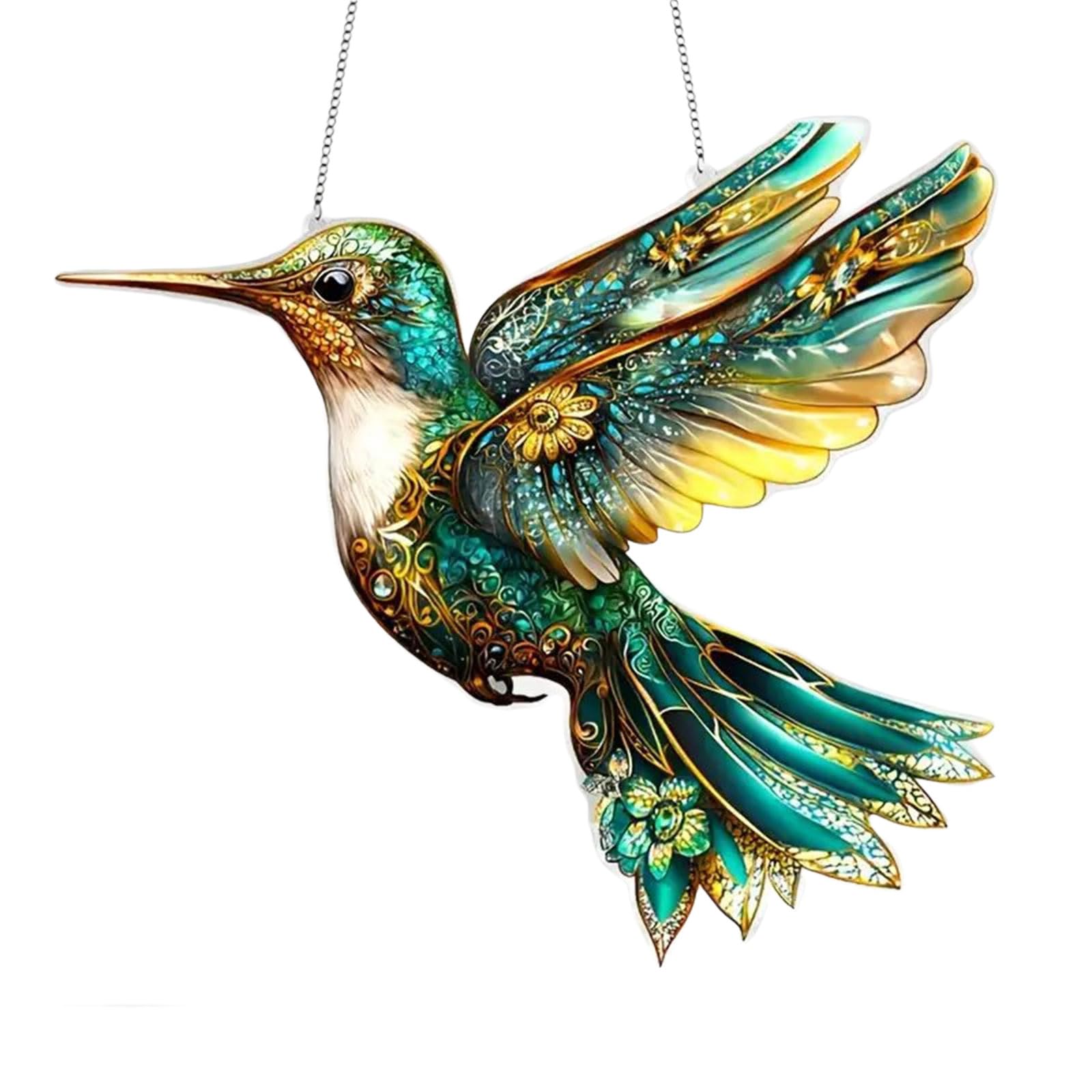ZWWAAZHF Bluebird Sun Catcher Stained Art Flat Acrylic Window Decoration for Nature Enthusiasts Home Nature Themes Easy Hanging Chain Rope Bird Ornament