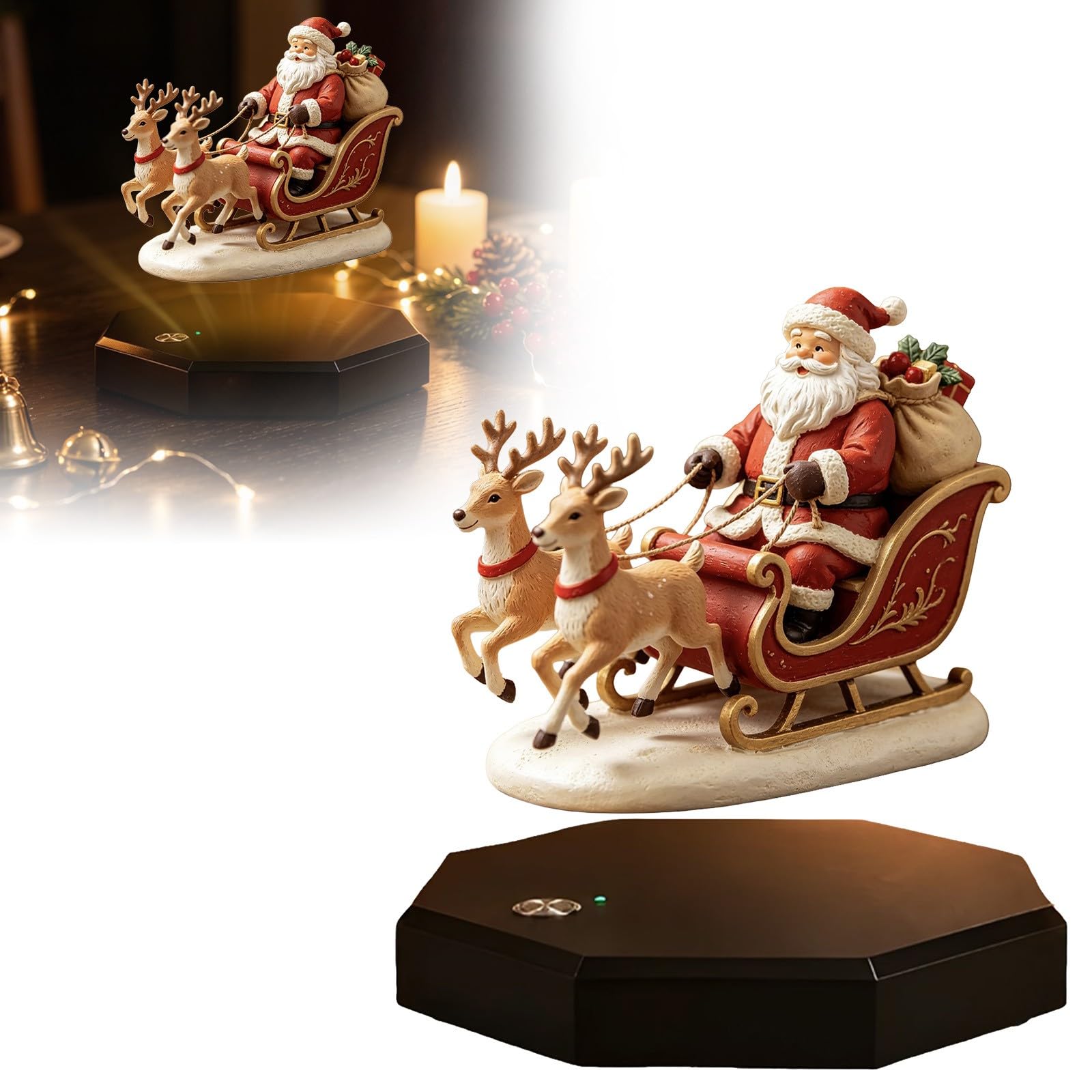 Magnetic Levitation Santa Sleigh, Floating Christmas Tabletop Decor (B)