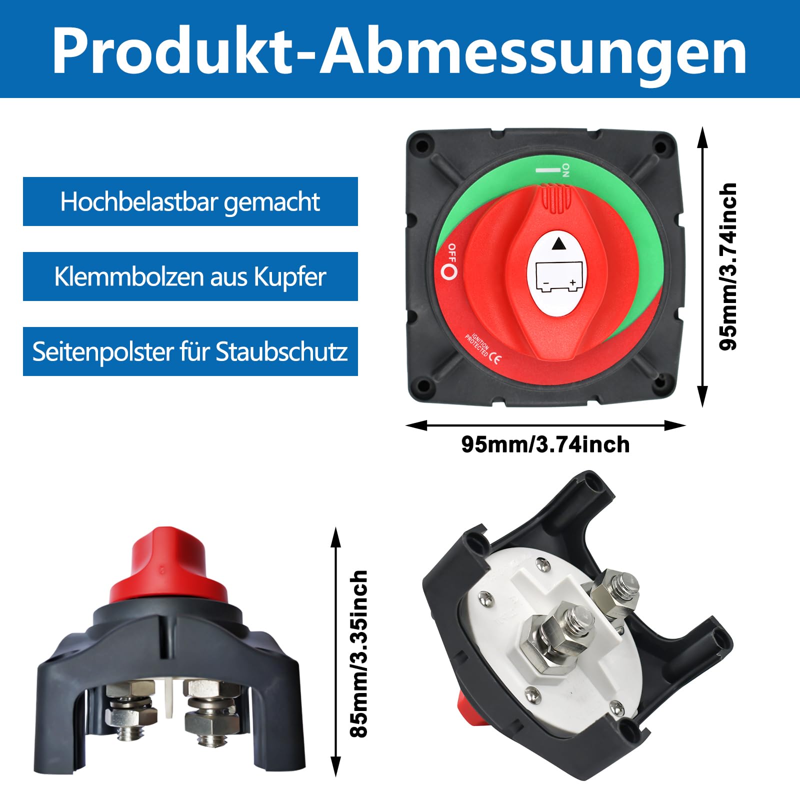 Sayhome 600A - Interruttore di separazione della batteria, 12-48 V, IP68, impermeabile, per camper, auto, camper e barca (ON/OFF, High Current)