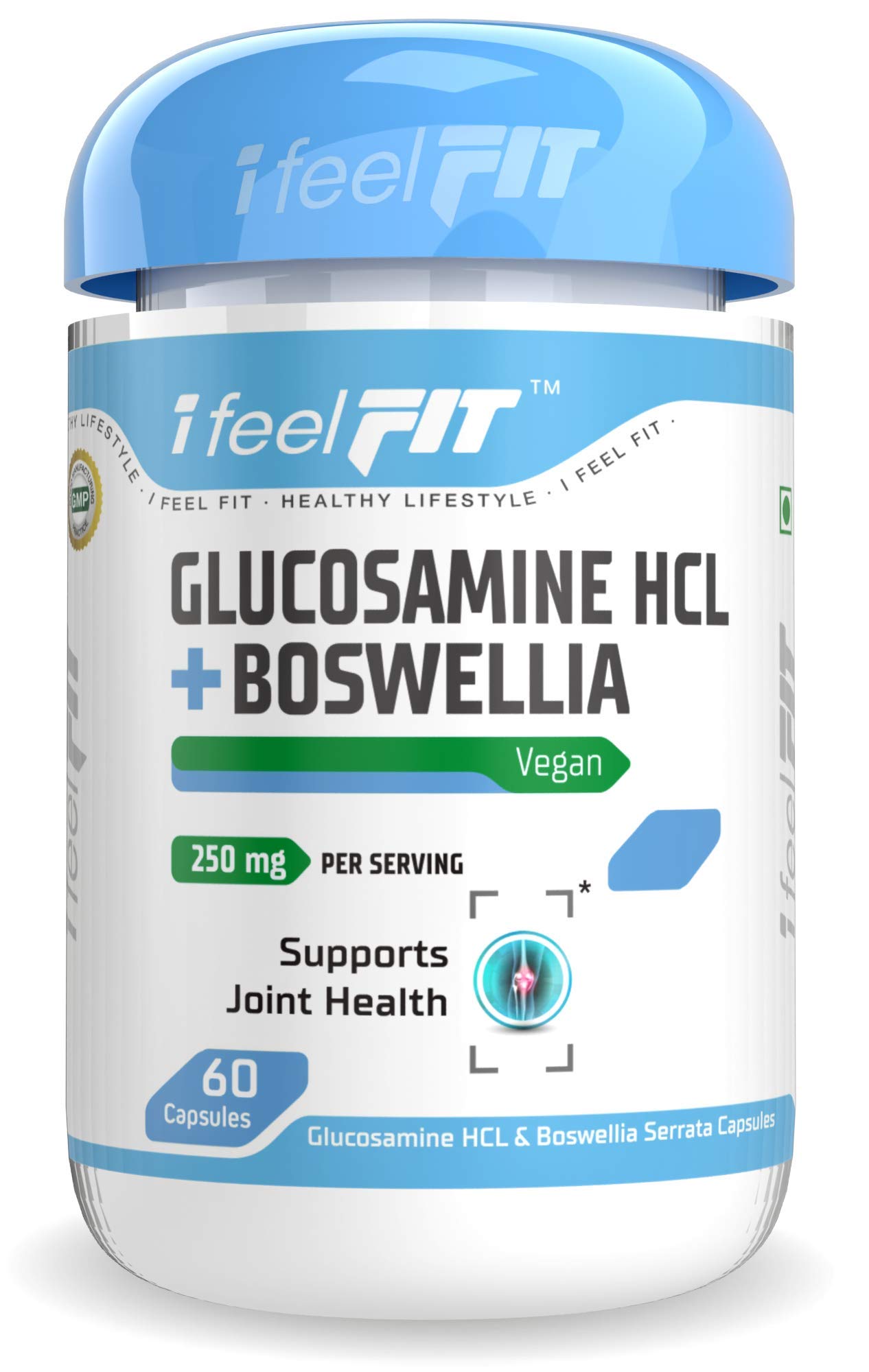 ifeelFITGlucosamine HCL + Boswellia - Support Joint Health - 250mg - 60 capsules