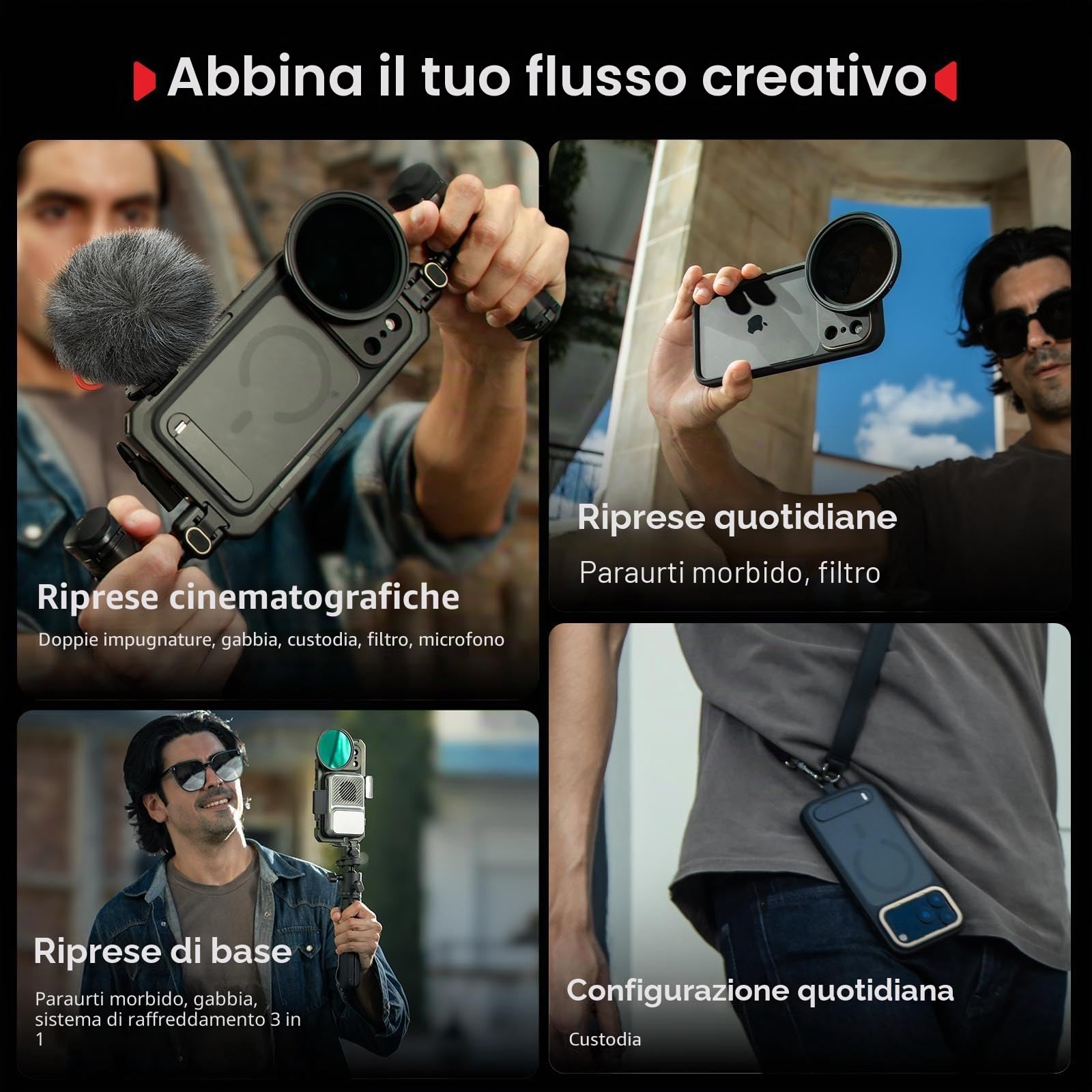 SMALLRIG Mobile Video Cage per iPhone 17 Pro Max, con custodia per telefono e piastra posteriore per obiettivo, rig video per telefono per videografia, registrazione di vlog, edizione di punta - 5543