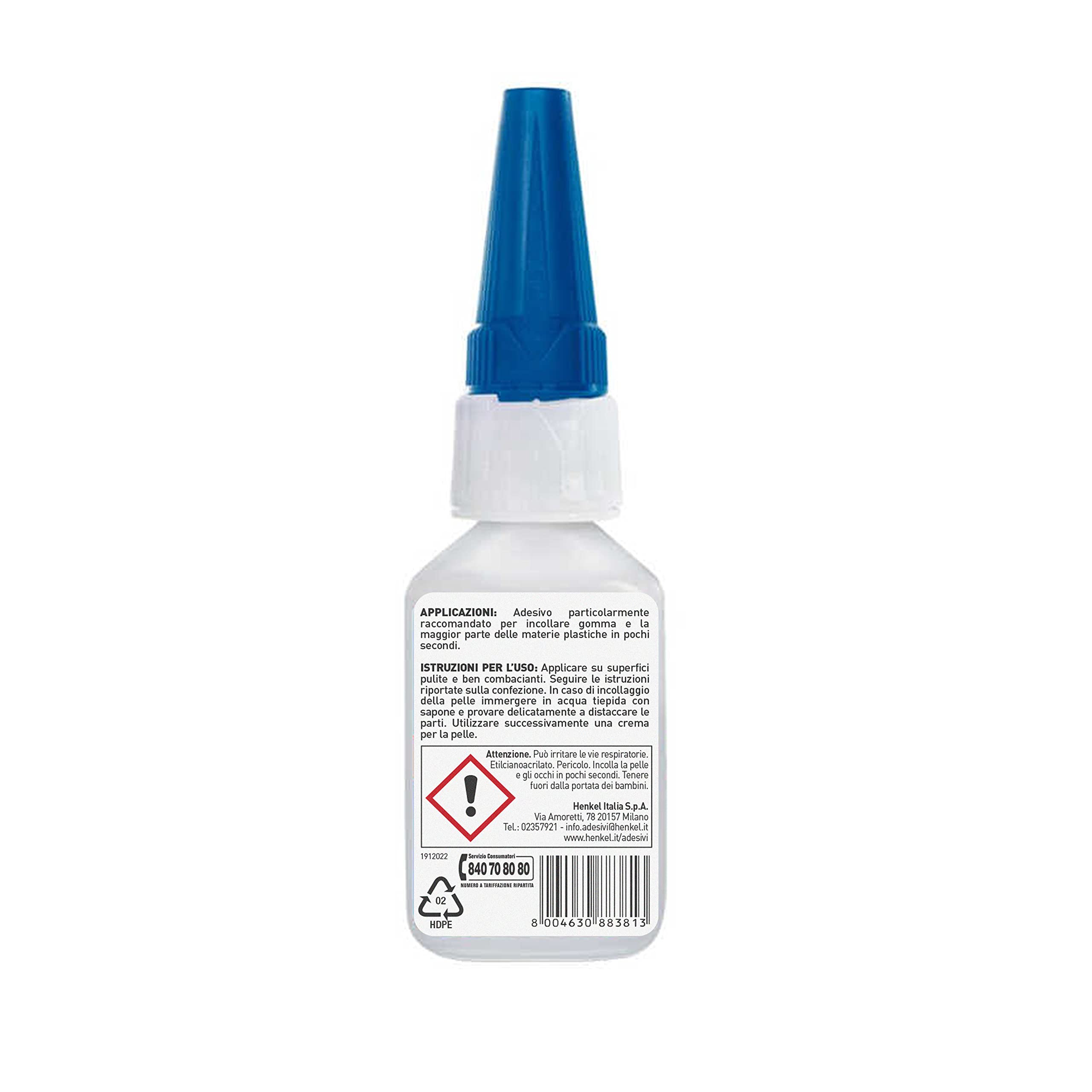 Loctite Adesivo Istantaneo Gomma, Adesivo Cianoacrilico Monocomponente, Trasparente, 50 g