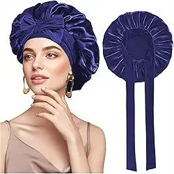 Touca de seda para dormir com cabelo acetinado grande de camada dupla jumbo para dormir para mulheres