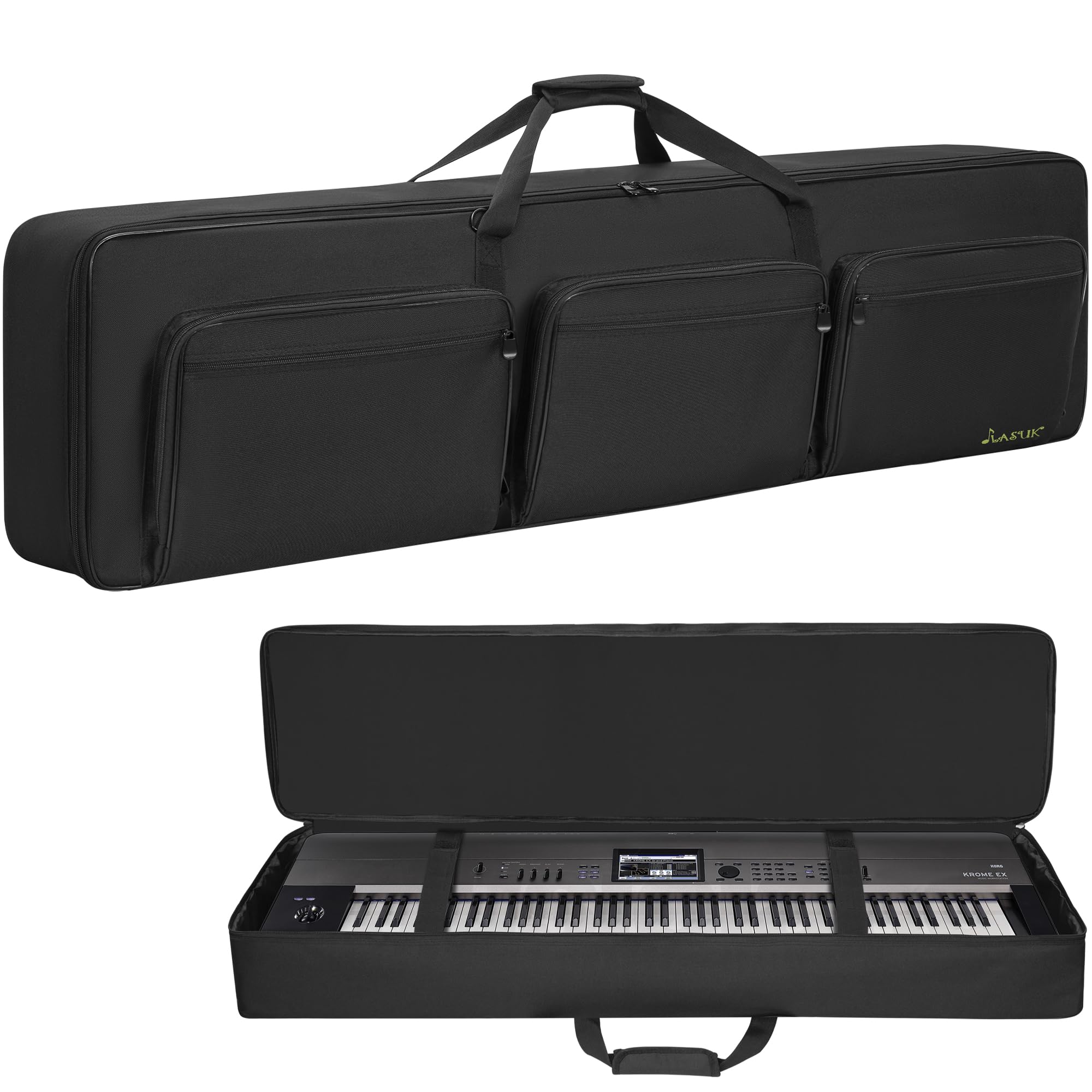 OUUTMEE Funda para teclado, funda acolchada portátil para teclado de piano eléctrico con algodón de 10 mm, funda para teclado de tela Oxford 600D, Black, 88 KEYS - 54x7x13.5 inches, Clásico