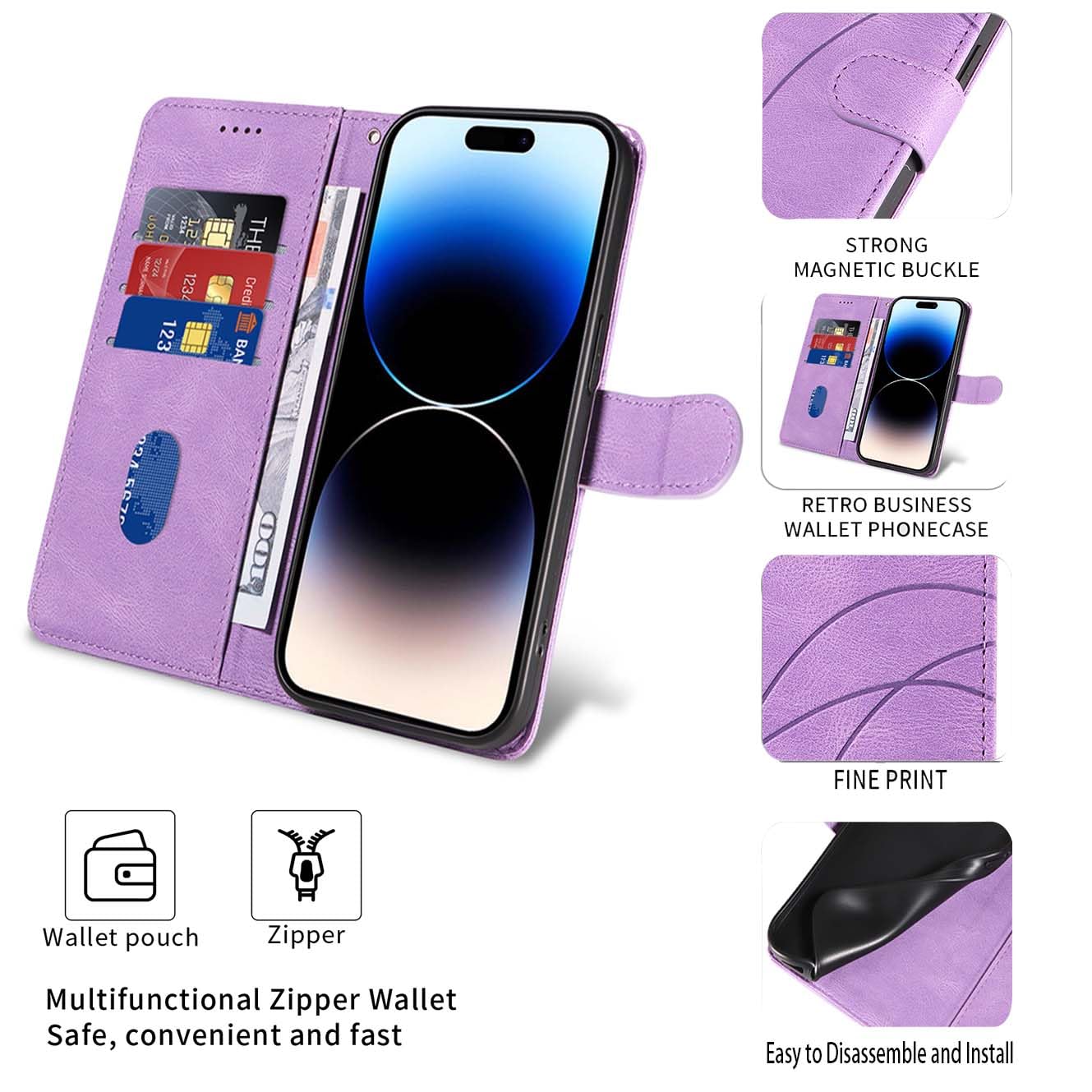 YUECXIN Honor 600 Pro 5G için Deri Kılıf, Premium PU Cüzdan