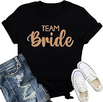 Team Bride T-Shirt - Women's Bridal Party Wedding Short Sleeve Tee With Heart Design