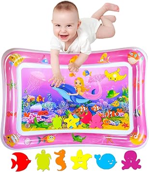 Baby Tummy time mat,Tummy time Water mat, Baby Toys 3-36 Months, Fun Early Development Activity Play Center for Newborn,Mermaid Pink,70x50cm.