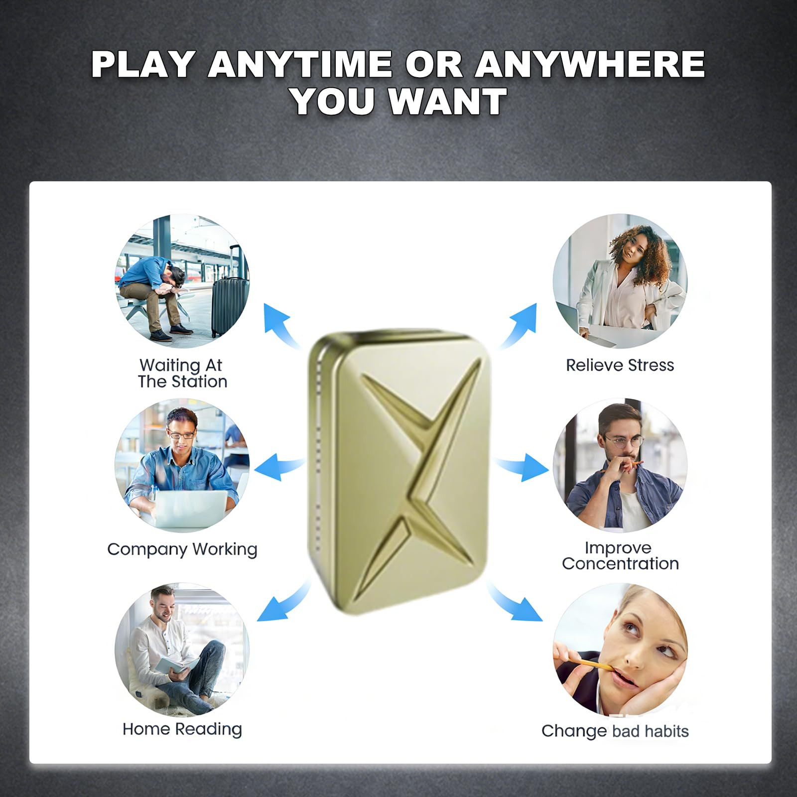 Magnet Fidget Toys, Lightning Infinite EDC Fidgetspielzeug für Erwachsene, Sanfter spurfreier Fidget Slider für Büro & Home-Office, Stressabbau-Hilfe für Fokus, Angst & ADHS (Gold)