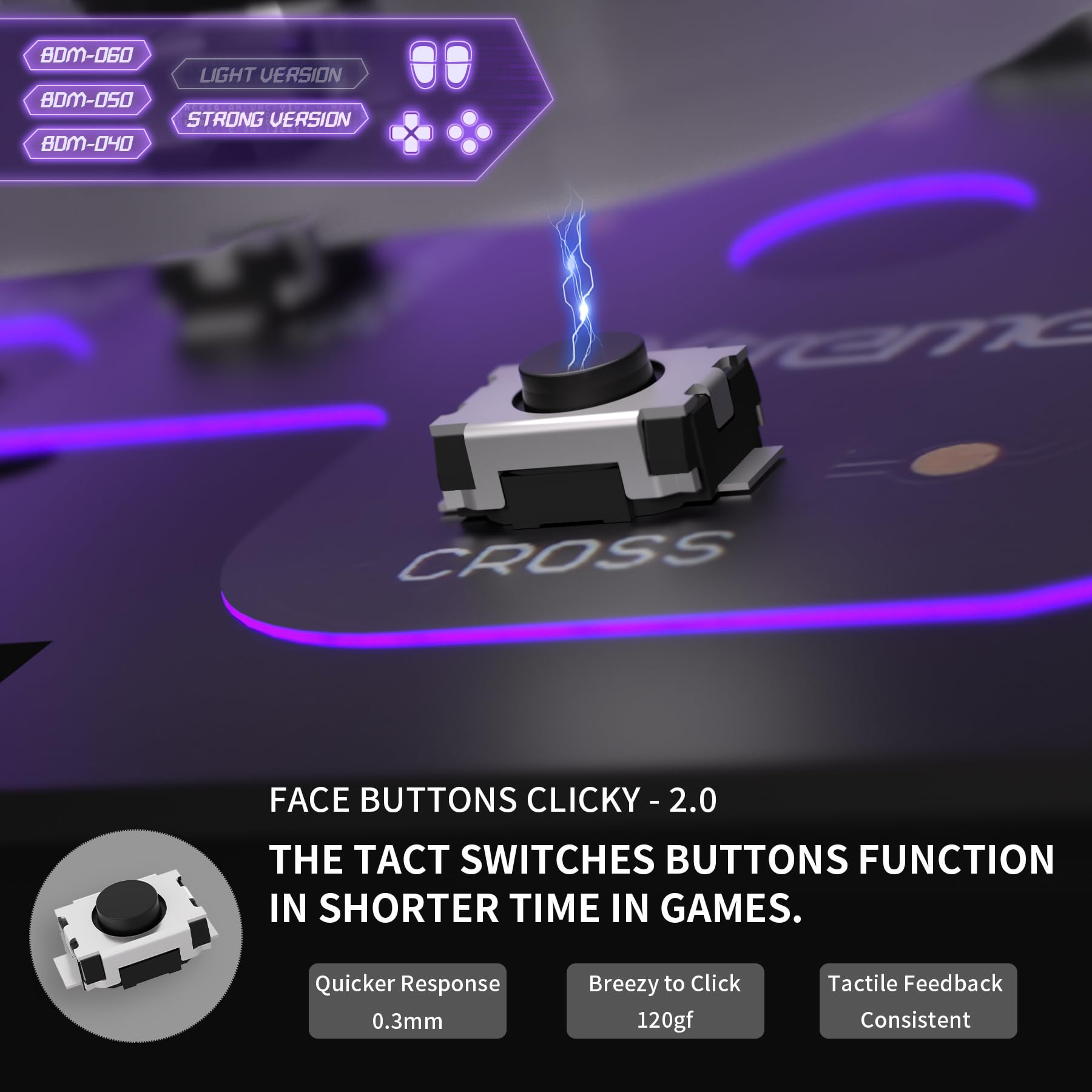 eXtremeRate Intero Clicky Kit V2 per ps5 Controller BDM-040/050/060,Micro Interruttore L2R2 Clicky Hair Trigger Kit&Tasti Frontali Grilletti L1R1 Tattili Mouse Click per ps5 Joystick,Versione Forte