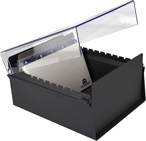 Miniatura 4 de Acrimet Organizador de archivos de tarjetas de 6 x 9 pulgadas, base de metal, resistente (tarjetas de índice AZ y divisor incluidos) (color negro