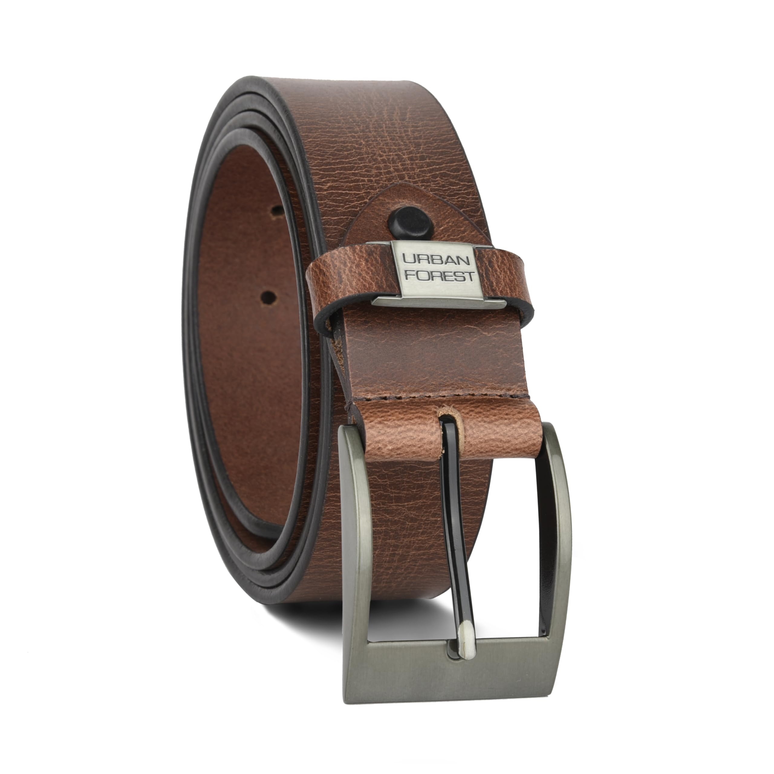 Oak Textured Brown Casual Leather Belt for Men-image-7