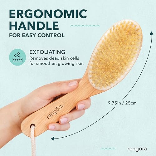 Miniatura 5 de Exfoliante de espalda para ducha, limpiador corporal de doble uso para exfoliación húmeda/seca, cepillo corporal de cepillado en seco para drenaje