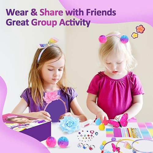 Miniatura 5 de Heroange Kit de fabricación de diademas para niñas, artes y manualidades para niños de 5 a 7 años, juego de accesorios para el cabello para niñas de