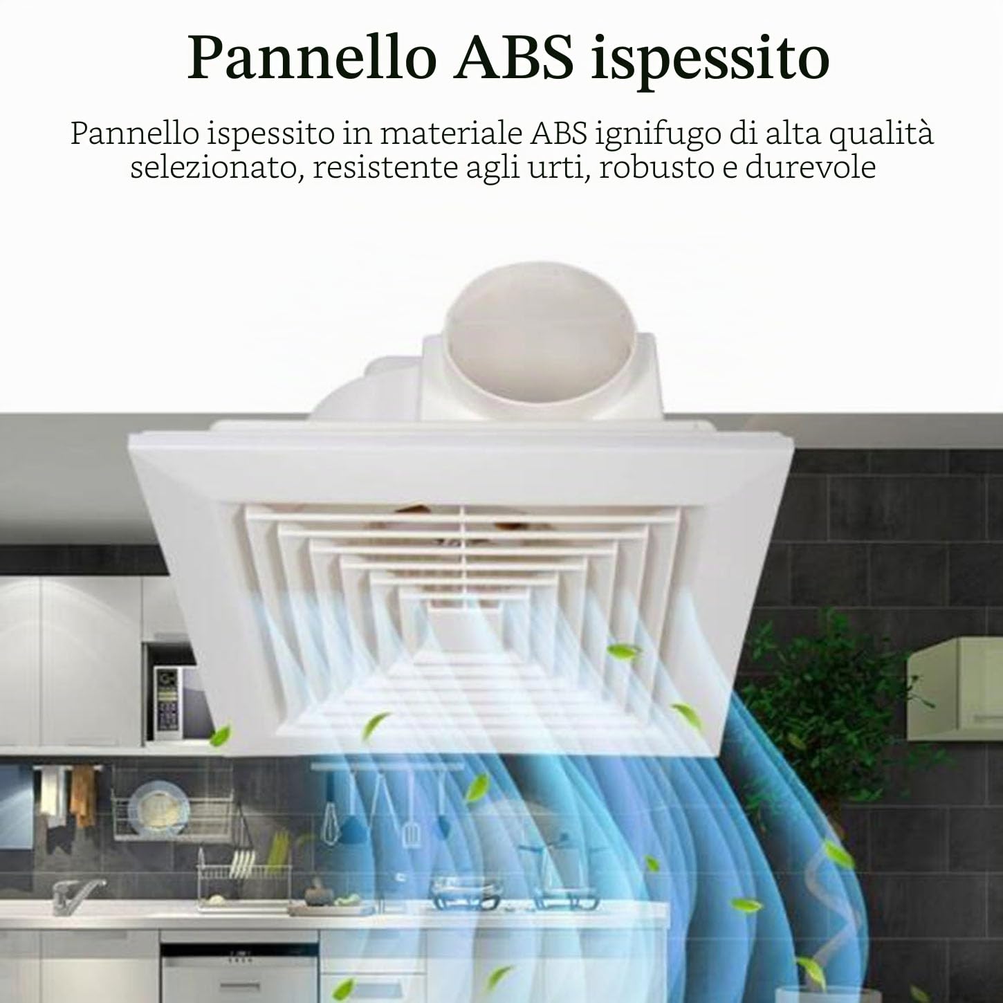 Estrattore Aria Soffitto,Ventola Aspirazione con Valvola di Ritegno,Aspiratore Bagno,Pannello Ignifugo in ABS,per Cucina,Garage, Soffitta,Impermeabile,16 inch