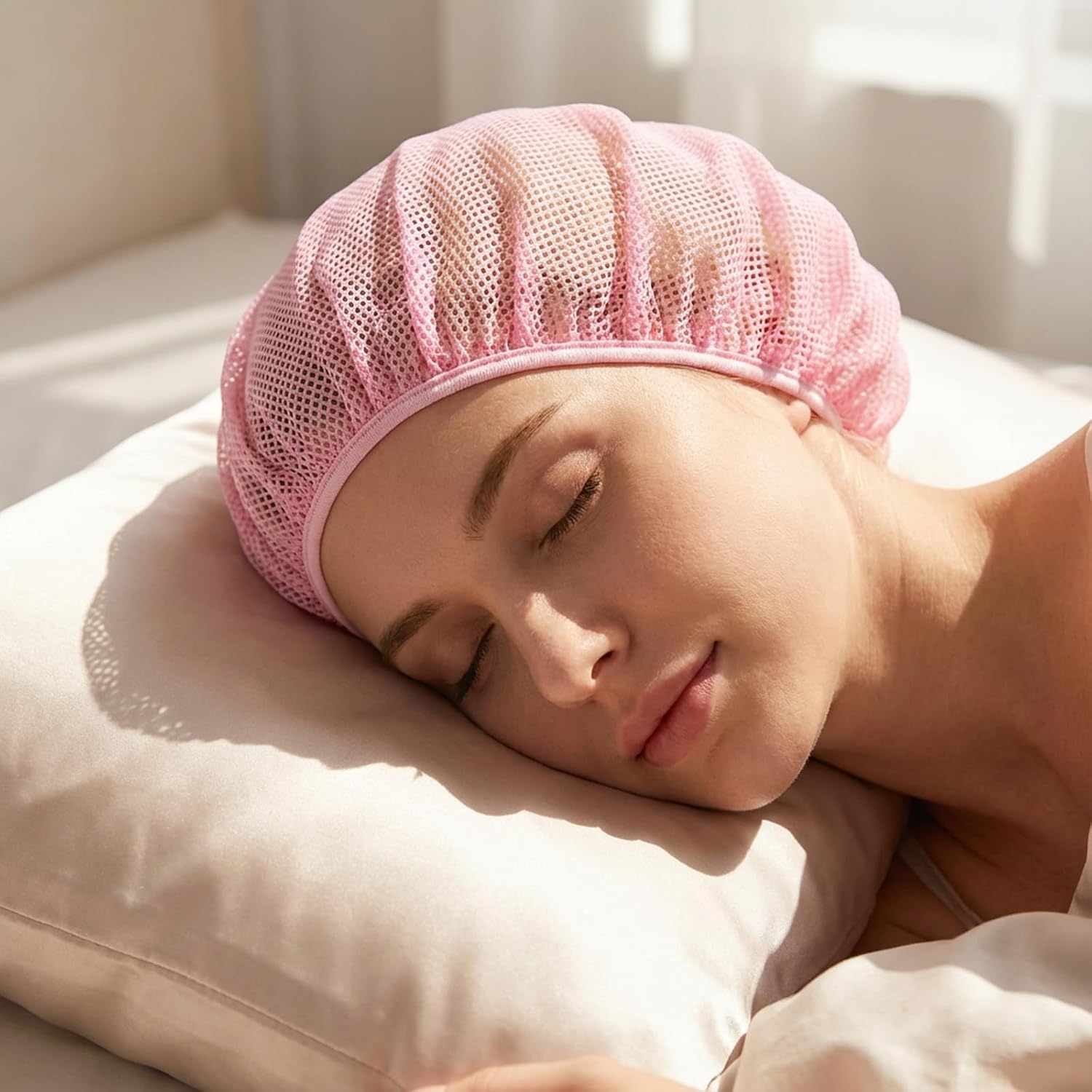 6 Pcs Hair Net for Sleeping, 6 Colors Mesh Sleep Bonnet Elastic Night Sleep Caps Breathable Hair Nets for Women