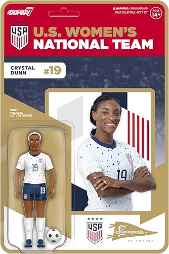 Super7 USWNT Soccer Crystal Dunn - Figura de acción del equipo nacional de mujeres de Estados Unidos de 3.75 pulgadas con accesorio de pelota de disponible en Yaxa Peru