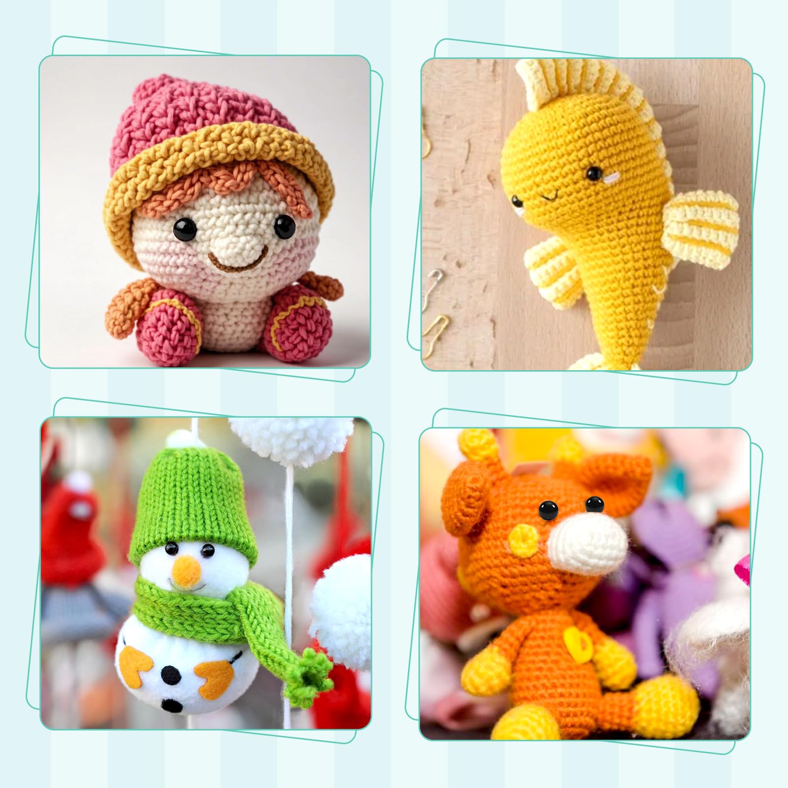 TOAOB 160 stuks Poppenogen met Sluitringen 12 mm Schattig Veiligheidsogen Kunststof Ronde Platte Amigurumi Ogen voor Gehaakte Dieren Marionet Pluche Dier