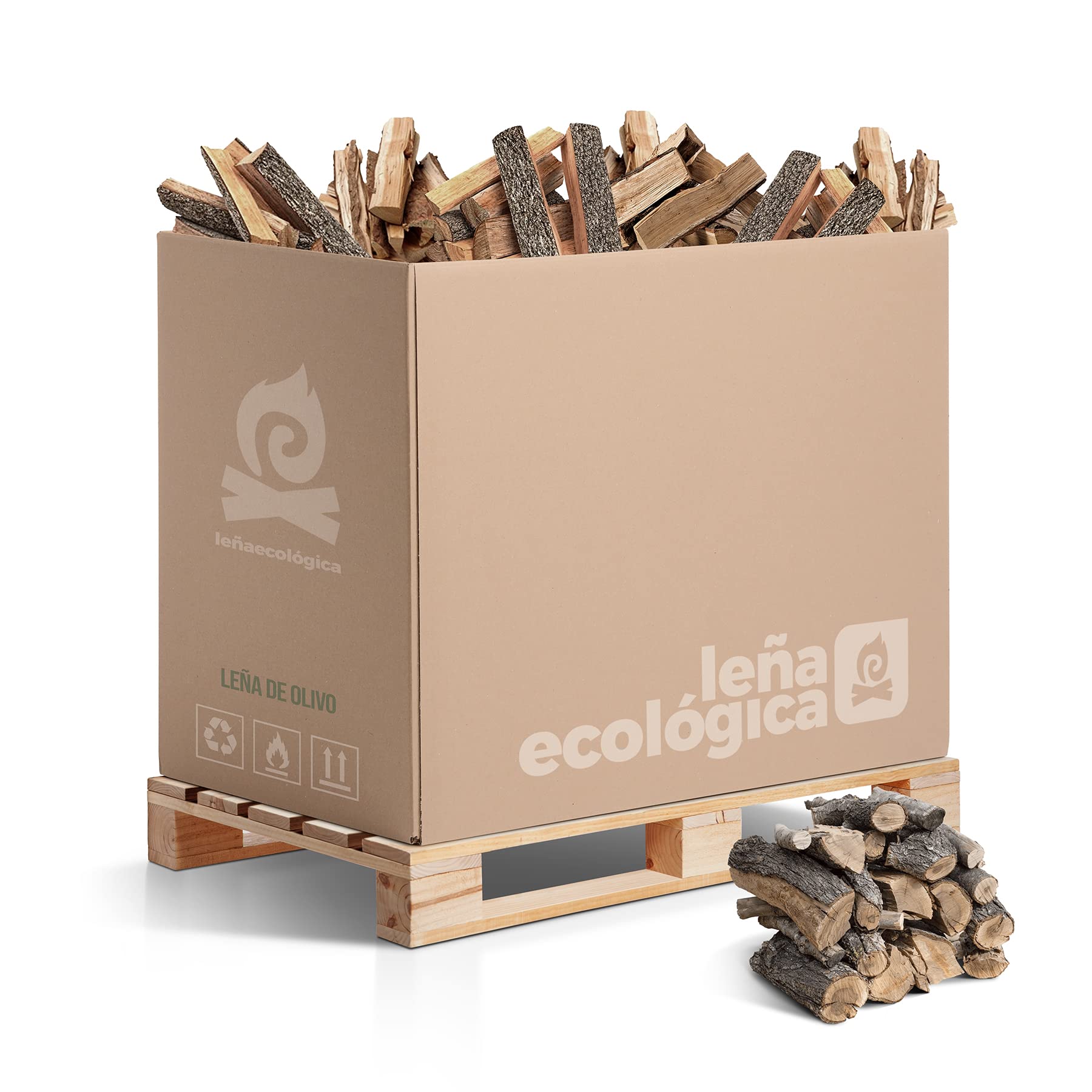 LEÑA ECOLÓGICA Leña de Olivo para Chimeneas, Estufas, Barbacoas y Hornos de Asar. 0,4m3 de leña de Olivo Troncos de leña Medianos 30-40CM Alta Durabilidad Gran Poder calorífico