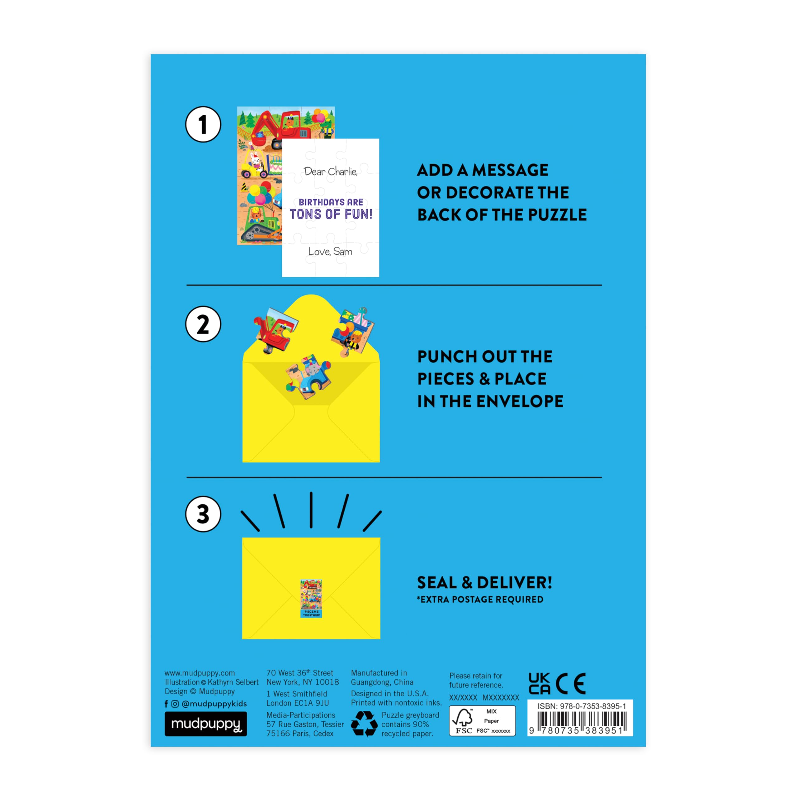Mudpuppy Construction Site - Construction Site Birthday Themed Greeting Card and Jigsaw Puzzle Includes Color Coordinated Envelope and Sticker Seal - Image 3