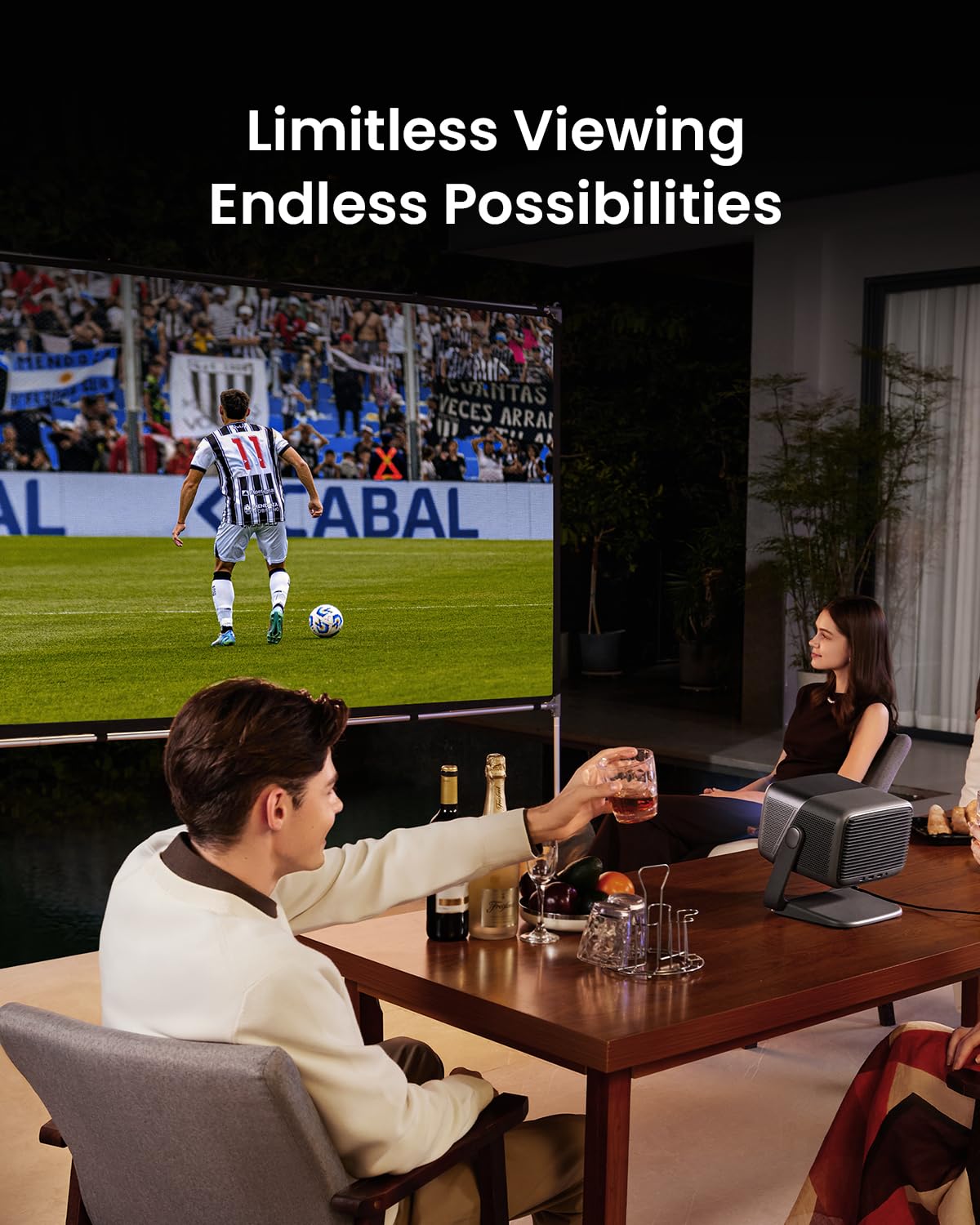 JMGO 100 Zoll Projektorleinwand, 4K/3D/HDR-Unterstützung, Anti-Falten, hoher Kontrast, Front- & Rückprojektion, einfache Installation für Heimkino, Outdoor-Filme, Büro & Gaming