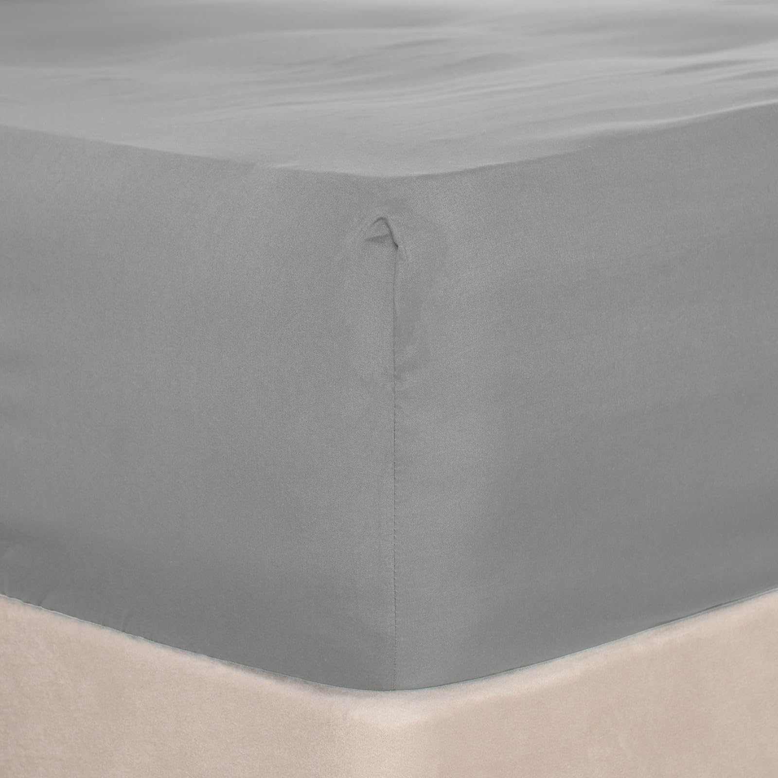 Brentfords Grey Plain Dye Bed Fitted Sheet Super Soft Non Iron Microfibre - King Size