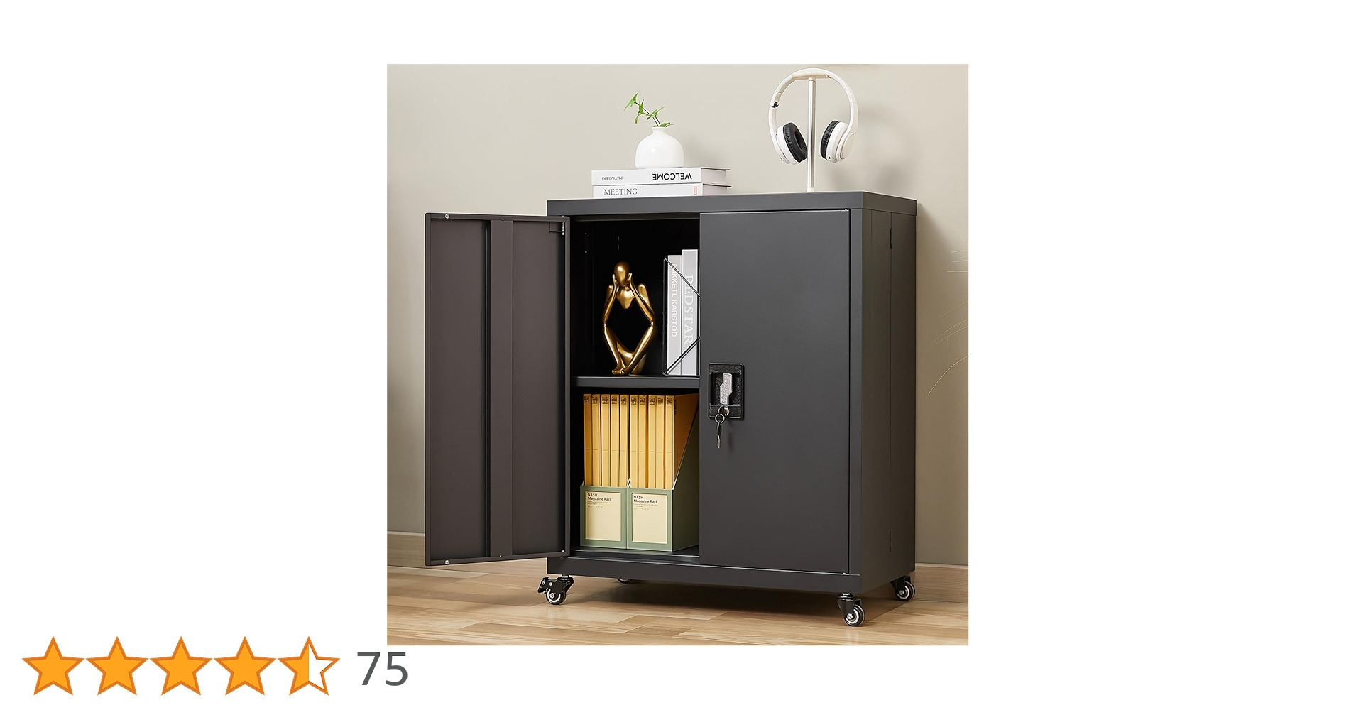 キャビネット スチール サイドボード キャスター付き メタル 金属製 おしゃれ キャビネット スチール 両開き+引き出し3杯 サイドボード ドア