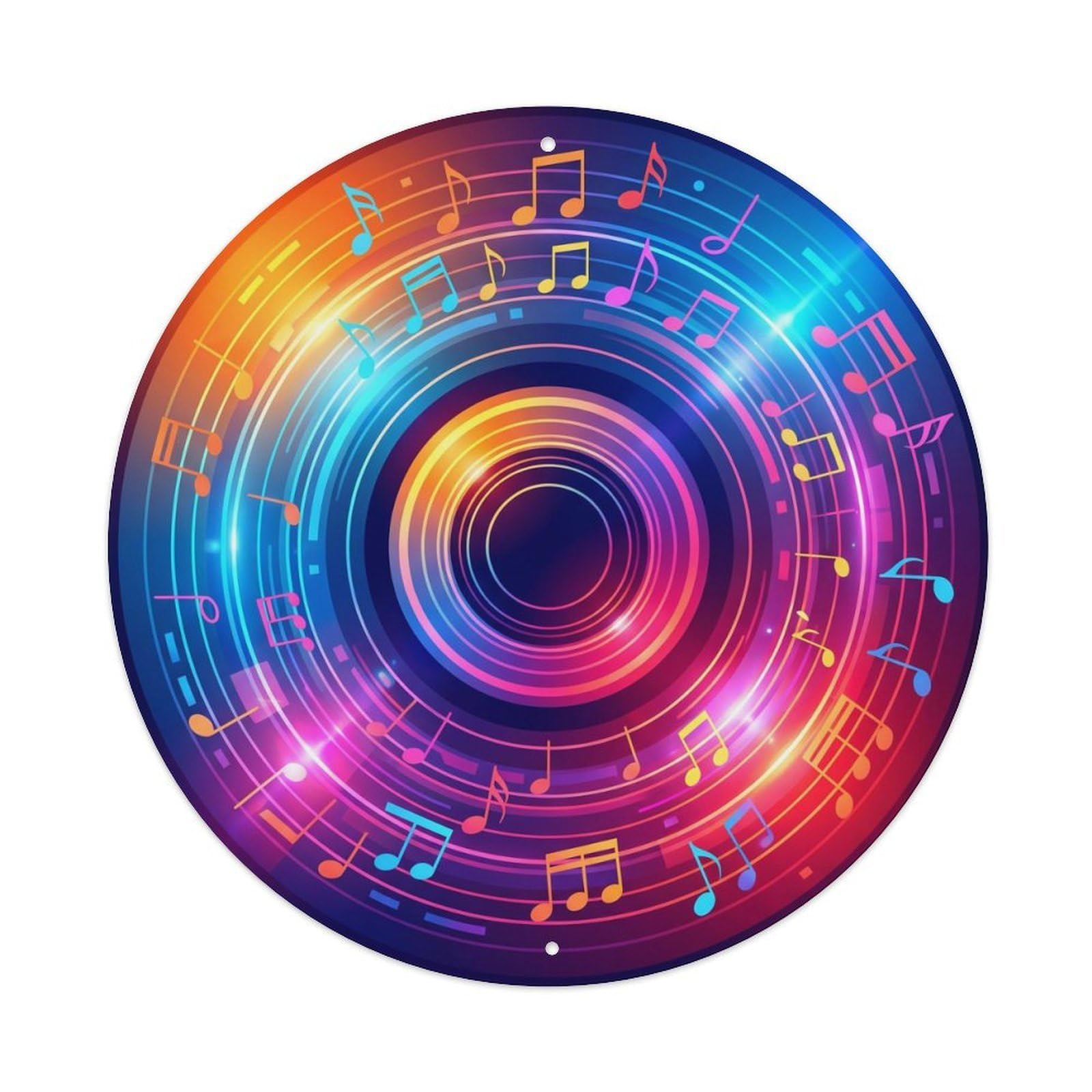Colorful Music Vinyl Records Neon Rainbow Notes Metal Tin Sign