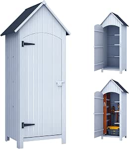 Abri De Jardin En Bois Outsunny - 3 Étages De Rangement, Toit Bitumé - 77,5 X 54,2 X 179,5 Cm Gris