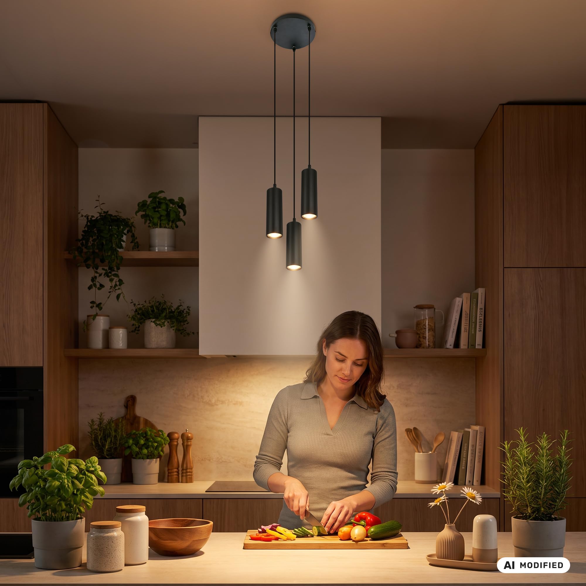 Briloner - Lampadario A Sospensione 3 Luci GU10 Regolabile Nero 120 cm