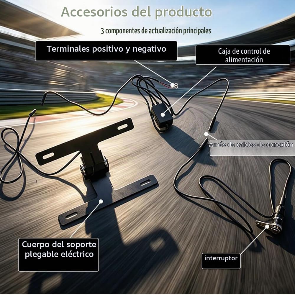 Soporte Plegable Universal para Matrícula de Moto, Soporte Eléctrico Ajustable para Placa de Moto, Repuesto para Modificación de Motocicletas